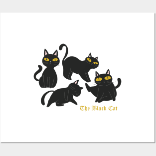 Cute Black Cat Illustration Posters and Art